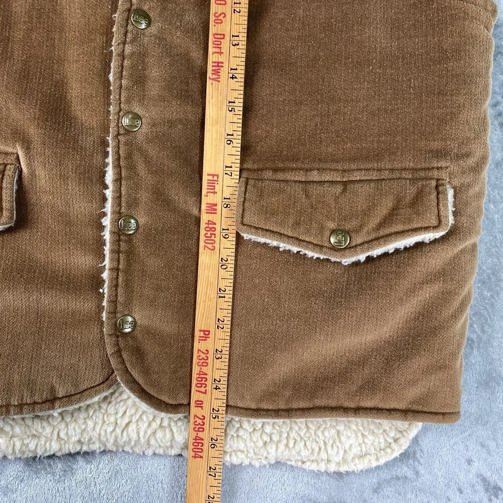 Vintage Lee Storm Rider Vest Mens Size L Brown Sherpa Lined Corduroy Made In USA